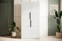 Bogart Szafy*ASHA SZAFA 100 2D - biały mat / czarne uchwyty / cokół