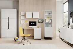 Bogart Szafy*ASHA SZAFA 100 2D - biały mat / czarne uchwyty / cokół