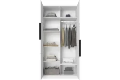 Bogart Szafy*ASHA SZAFA 100 2D - biały mat / czarne uchwyty / cokół