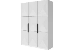 Bogart Szafy*ASHA SZAFA 150 3D - biały mat / czarne uchwyty / cokół