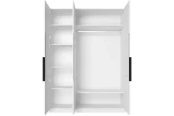 Bogart Szafy*ASHA SZAFA 150 3D - biały mat / czarne uchwyty / cokół