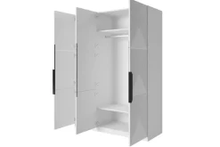 Bogart Szafy*ASHA SZAFA 150 3D - biały mat / czarne uchwyty / cokół