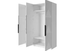 Bogart Szafy*ASHA SZAFA 150 3D - biały mat / czarne uchwyty / cokół