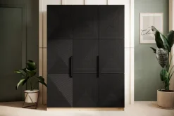 Bogart Szafy*ASHA SZAFA 150 3D - czarny mat / artisan / czarne uchwyty / cokół