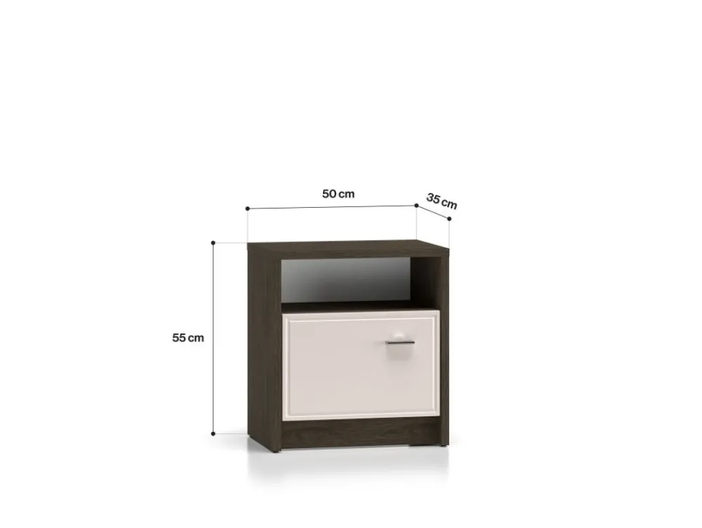 ML Meble Szafki Nocne*Avante 08 dąb windmill / MDF cashmere połysk - szafka nocna 1D