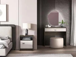 ML Meble Szafki Nocne*Avante 08 dąb windmill / MDF cashmere połysk - szafka nocna 1D