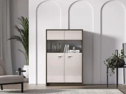 ML Meble Witryny*Avante 03 dąb windmill / MDF cashmere połysk - witryna 2D