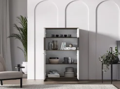 ML Meble Witryny*Avante 03 dąb windmill / MDF cashmere połysk - witryna 2D