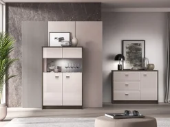 ML Meble Witryny*Avante 03 dąb windmill / MDF cashmere połysk - witryna 2D