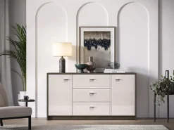 ML Meble Komody*Avante 04 dąb windmill / MDF cashmere połysk - komoda 2D3S