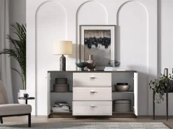 ML Meble Komody*Avante 04 dąb windmill / MDF cashmere połysk - komoda 2D3S