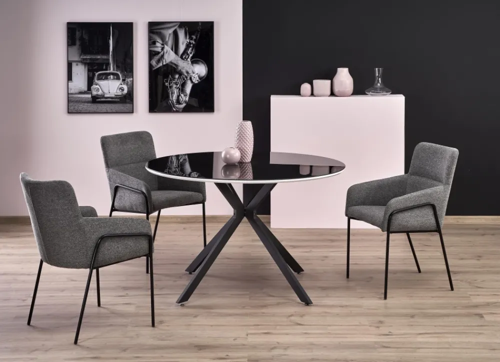 Halmar Stoły*AVELAR blat - czarny / biały, stelaż - czarny (2p=1szt)1 sztuka