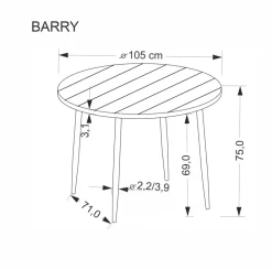 Halmar Stoły*BARRY stół okrągły, blat - orzechowy, nogi - czarny (1p=1szt)1 sztuka