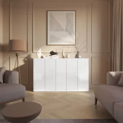 Lenart Komody Do Biura|Komody Do Przedpokoju*Biała komoda z półkami i oświetleniem LED Easy EA-01 5D