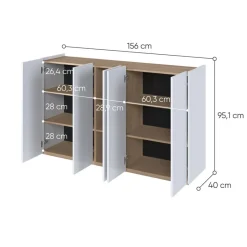 Lenart Komody Do Biura|Komody Do Przedpokoju*Biała komoda z półkami i oświetleniem LED Easy EA-01 5D