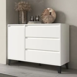 Mebelbos Komody Do Biura|Komody Do Przedpokoju*Biała komoda z szufladami i szafką, skandynawska BORG