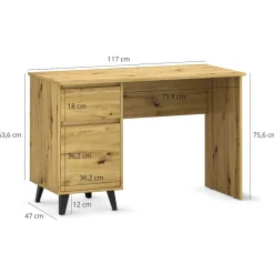 Dzieci Mebelbos Biurka Do Biura|Biurka Do Pokoju Młodzieżowego*Biurko z szafką i szufladą, dąb artisan BORG