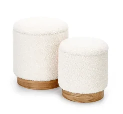 Halmar Fotele*CANCUN zestaw 2 puf, kremowy / naturalny (1p=1kpl)1 sztuka