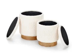 Halmar Fotele*CANCUN zestaw 2 puf, kremowy / naturalny (1p=1kpl)1 sztuka