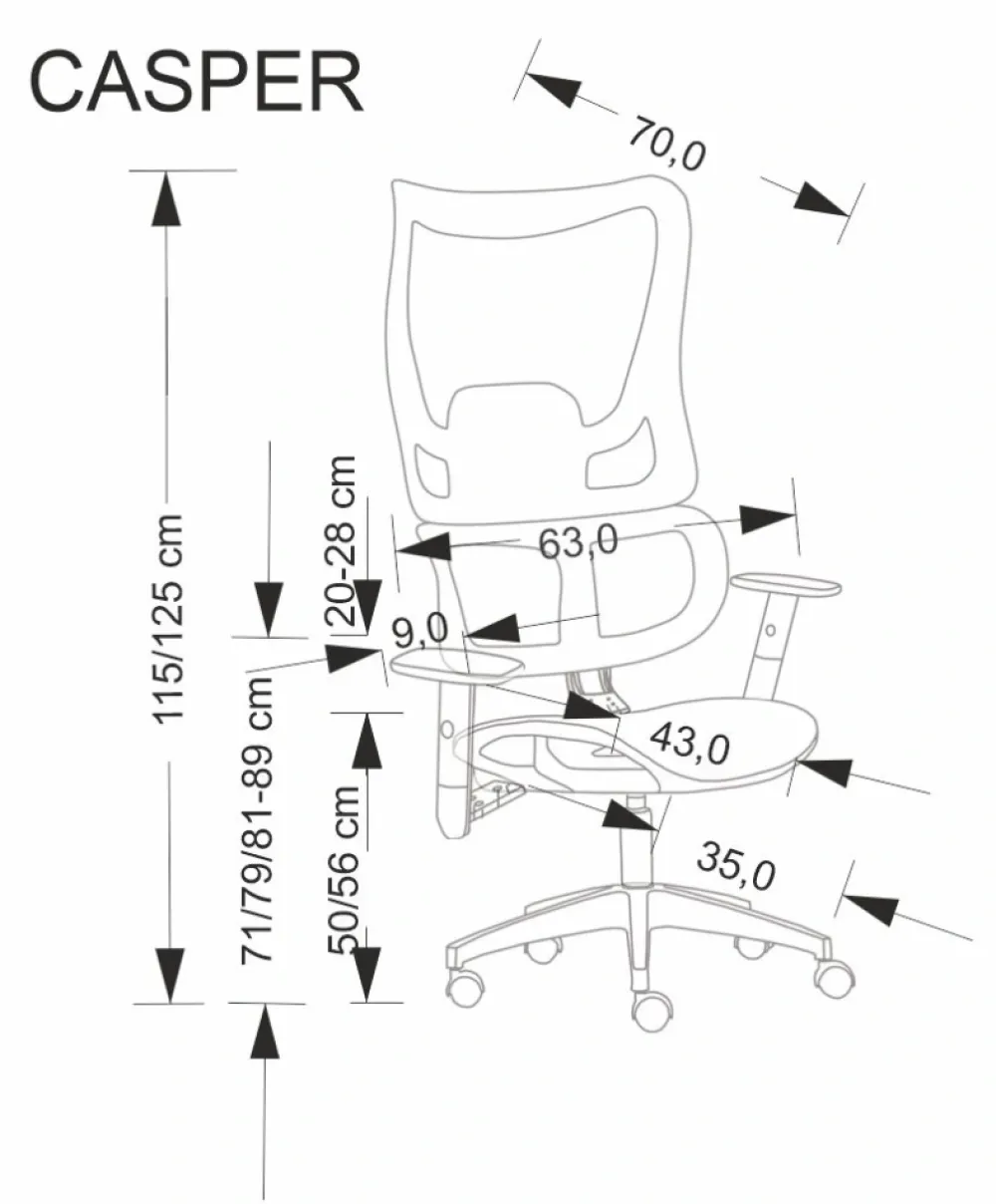 Halmar Fotele*CASPER fotel gabinetowy czarny (1p=1szt)1 sztuka