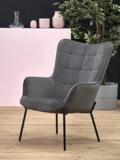 Halmar Fotele*CASTEL fotel wypoczynkowy czarny / jasny popiel1 sztuka