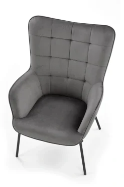 Halmar Fotele*CASTEL fotel wypoczynkowy czarny / jasny popiel1 sztuka