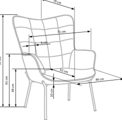 Halmar Fotele*CASTEL fotel wypoczynkowy czarny / jasny popiel1 sztuka
