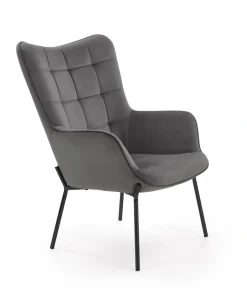 Halmar Fotele*CASTEL fotel wypoczynkowy czarny / jasny popiel1 sztuka