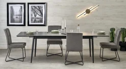 Halmar Stoły*CHARLES stół rozkładany, blat - popielaty marmur, nogi - czarny1 sztuka