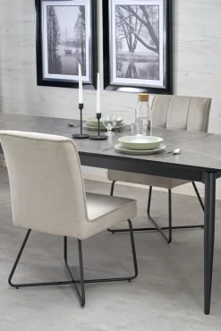 Halmar Stoły*CHARLES stół rozkładany, blat - popielaty marmur, nogi - czarny1 sztuka