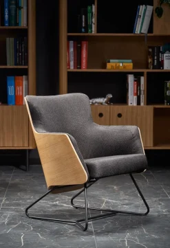 Halmar Fotele*CHILLOUT fotel wypoczynkowy ciemny popiel / dąb naturalny / czarny (1p=1szt)1 sztuka