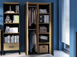 ML Meble Szafy*Colt 02 Dąb craft złoty/Czarny-Stal premium - szafa 2D