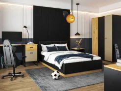 ML Meble Szafy*Colt 02 Dąb craft złoty/Czarny-Stal premium - szafa 2D