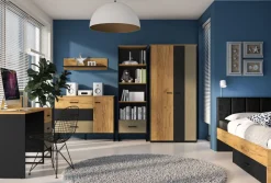 ML Meble Szafy*Colt 02 Dąb craft złoty/Czarny-Stal premium - szafa 2D