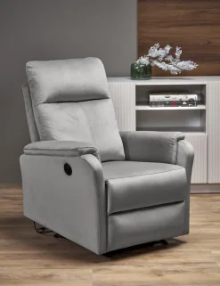 Halmar Fotele*CROCUS fotel wypoczynkowy z funkcją elektrycznego rozkładania, popielaty (1p=1szt)1 sztuka