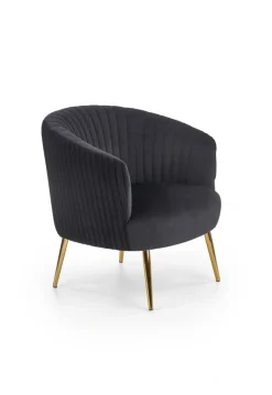 Halmar Fotele*CROWN fotel wypoczynkowy czarny / złoty1 sztuka