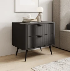 Laski Meble Szafki Nocne Do Pokoju Młodzieżowego|Szafki Nocne Do Sypialni*Czarna szafka nocna z szufladami Lante 2s