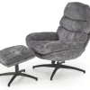 Halmar Fotele*DARIO fotel wypoczynkowy z podnóżkiem oraz z funkcją kołyski, popielaty (1p=1szt)1 sztuka