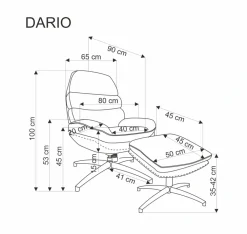 Halmar Fotele*DARIO fotel wypoczynkowy z podnóżkiem oraz z funkcją kołyski, popielaty (1p=1szt)1 sztuka