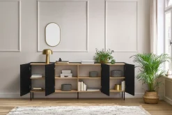 Bogart Komody*DESIN KOMODA 220 4D - czarny mat / dąb nagano