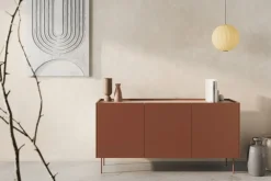 Bogart Komody*DESIN KOMODA 170 3D4SZ - ceramic red / dąb nagano