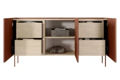 Bogart Komody*DESIN KOMODA 170 3D4SZ - ceramic red / dąb nagano