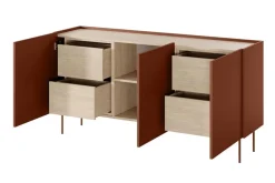 Bogart Komody*DESIN KOMODA 170 3D4SZ - ceramic red / dąb nagano