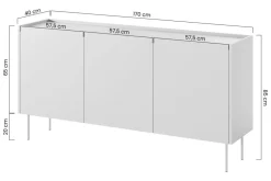 Bogart Komody*DESIN KOMODA 170 3D4SZ - ceramic red / dąb nagano