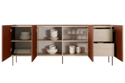 Bogart Komody*DESIN KOMODA 220 4D2SZ - ceramic red / dąb nagano