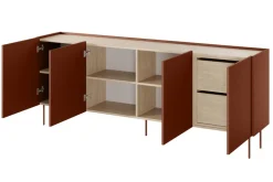 Bogart Komody*DESIN KOMODA 220 4D2SZ - ceramic red / dąb nagano
