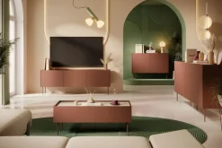 Bogart Komody*DESIN KOMODA 220 4D2SZ - ceramic red / dąb nagano