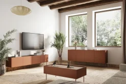 Bogart Komody*DESIN KOMODA 220 4D2SZ - ceramic red / dąb nagano