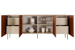 Bogart Komody*DESIN KOMODA 220 4D4SZ - ceramic red / dąb nagano