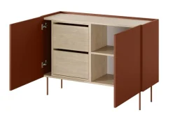 Bogart Komody*DESIN KOMODA 120 2D2SZ - ceramic red / dąb nagano